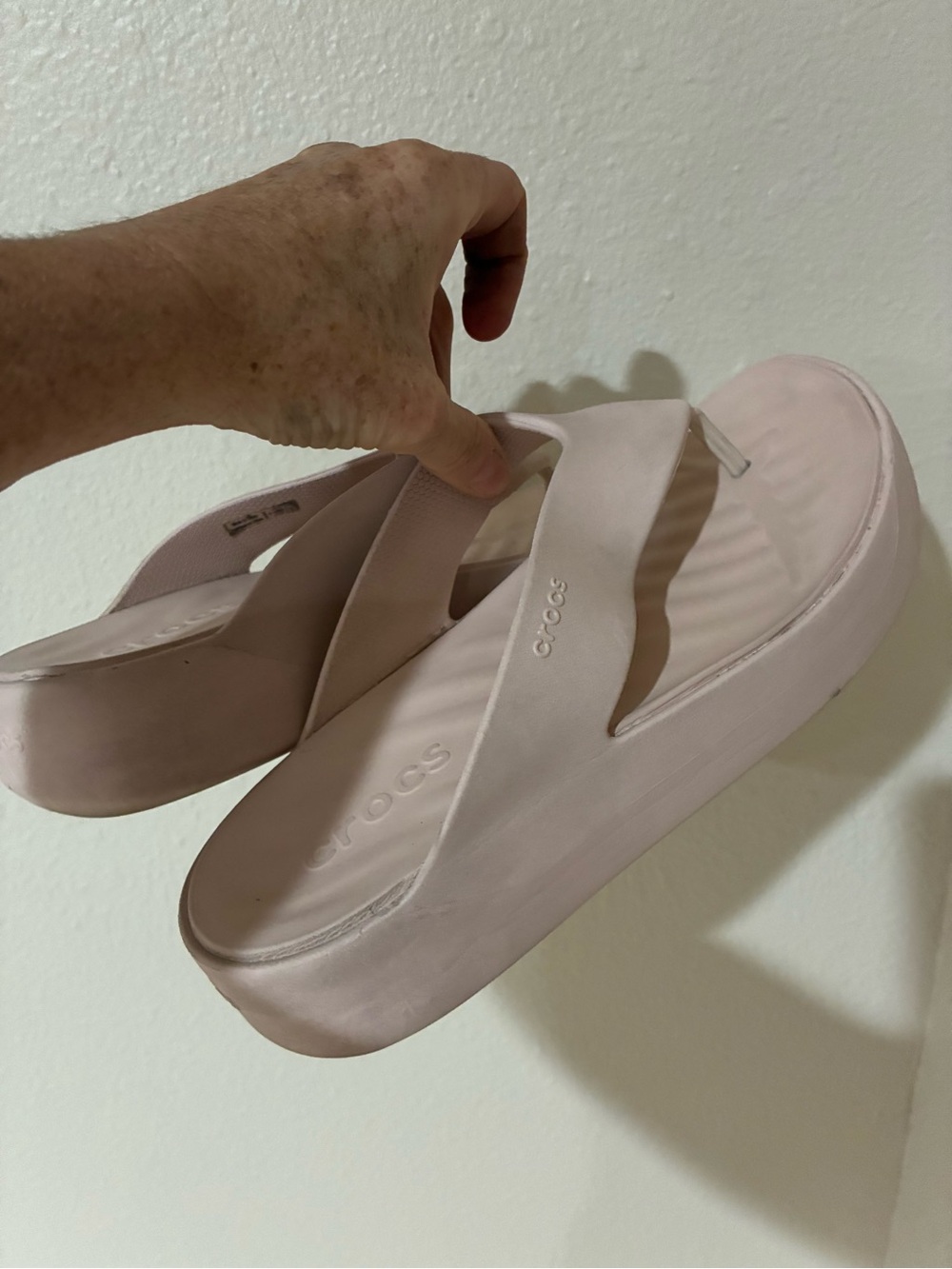 CROCS Women’s Platform Flip Sandal in Pale Pink